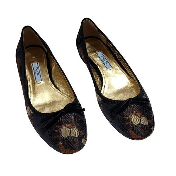 Prada Brocade Ballet Flats - Picture 1 of 10